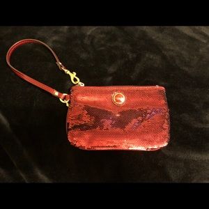 Coach Dark Red Sequin Wristlet